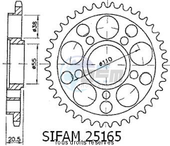 Product image: Sifam - 25165CZ40 - Chain wheel rear Ducati 916/996 Strada 5 holes without Hub    0