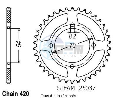 Product image: Sifam - 25037CZ36 - Chain wheel rear C 70 75-80   Type 420/Z36  0