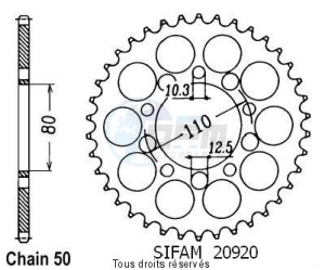 Product image: Sifam - 20920CZ45 - Chain wheel rear Vfr 750 F 86-89   Type 530/Z45 