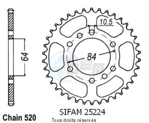 Product image: Sifam - 25224CZ42 - Chain wheel rear Quad Lt 250 R 85-   Type 520/Z42 