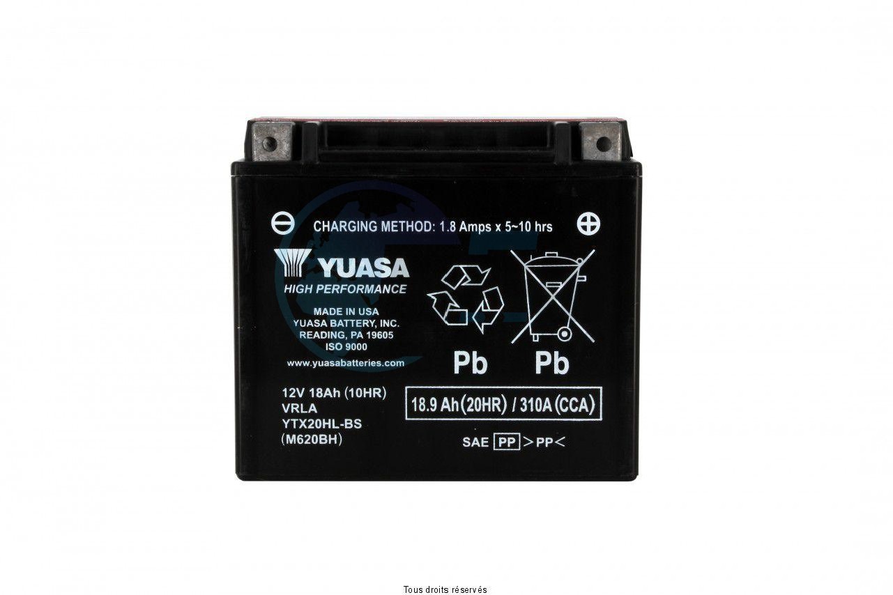 Product image: Yuasa - 812721 - Battery Ytx20hl-bs -  AGM L 175mm  W  87mm  H 155mm 12v 18ah  1