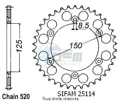 Product image: Sifam - 25114CZ42 - Chain wheel rear KTM Steel 125/250/600 1990-2004 Type 520/Z42  0
