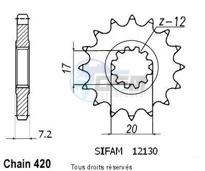 Product image: Sifam - 12130CZ12 - Sprocket Minarelli 50 99-07 415   12130cz   12 teeth   TYPE : 415  0