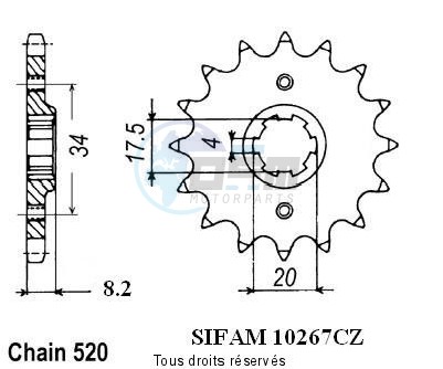 Product image: Sifam - 10267CZ13 - Sprocket 250 Xlr Md11      13 teeth   TYPE : 520  0