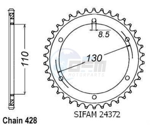 Product image: Esjot - 50-15036-46 - Chainwheel Steel Yamaha - 428 - 46 Teeth -  Identical to JTR1870 - Made in Germany 