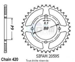 Product image: Sifam - 20595CZ35 - Chain wheel rear Tt-r 90 00-05   Type 420/Z35 