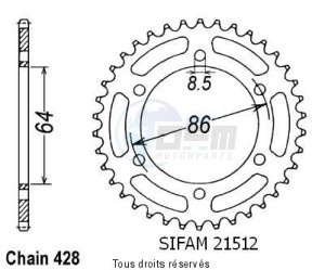 Product image: Sifam - 21512CZ50 - Chain wheel rear Ke/Ks 125 76-87   Type 428/Z50 