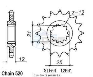 Product image: Sifam - 12001CZ15 - Sprocket Husaberg/Hva Husqvarna 400 Wr 86-87 12001cz   15 teeth   TYPE : 520 