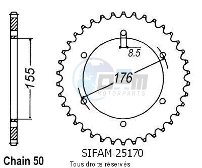 Product image: Sifam - 25170CZ43 - Chain wheel rear Triumph T509/T595 97-   Type 530/Z43  0