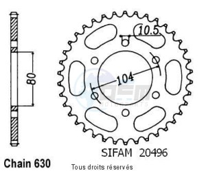 Product image: Sifam - 20496CZ35 - Chain wheel rear Z 750 H/L/R 80-84   Type 630/Z35 
