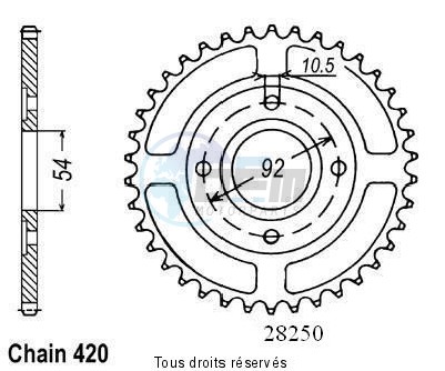 Product image: Sifam - 28250CZ46 - Chain wheel rear Tzr50 / Power50 97-   Type 420/Z46  0