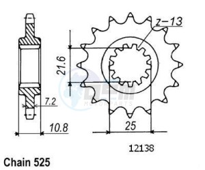 Product image: Esjot - 50-29018-16 - Sprocket Yamaha - 525 - 16 Teeth -  Identical to JTF1586 - Made in Germany 