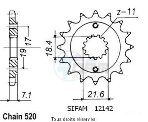 Product image: Sifam - 12142CZ13 - Sprocket Xr 250 R 96-01   12142cz   13 teeth   TYPE : 520 