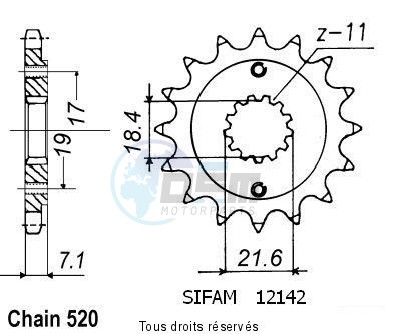 Product image: Sifam - 12142CZ13 - Sprocket Xr 250 R 96-01   12142cz   13 teeth   TYPE : 520  0
