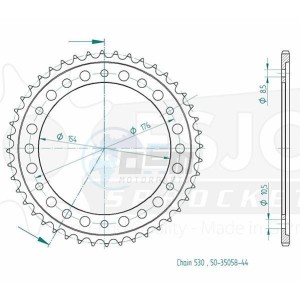 Product image: Esjot - 50-35058-44 - Chainwheel Steel Honda - 530 - 44 Teeth- Made in Germany 