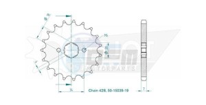 Product image: Esjot - 50-15039-19 - Sprocket - 428 - 19 Teeth- Equal to JTF2442 - Made in Germany 