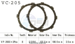 Product image: Kyoto - VC205 - Clutch Plate kit complete Dt 50 Mx 81-88   