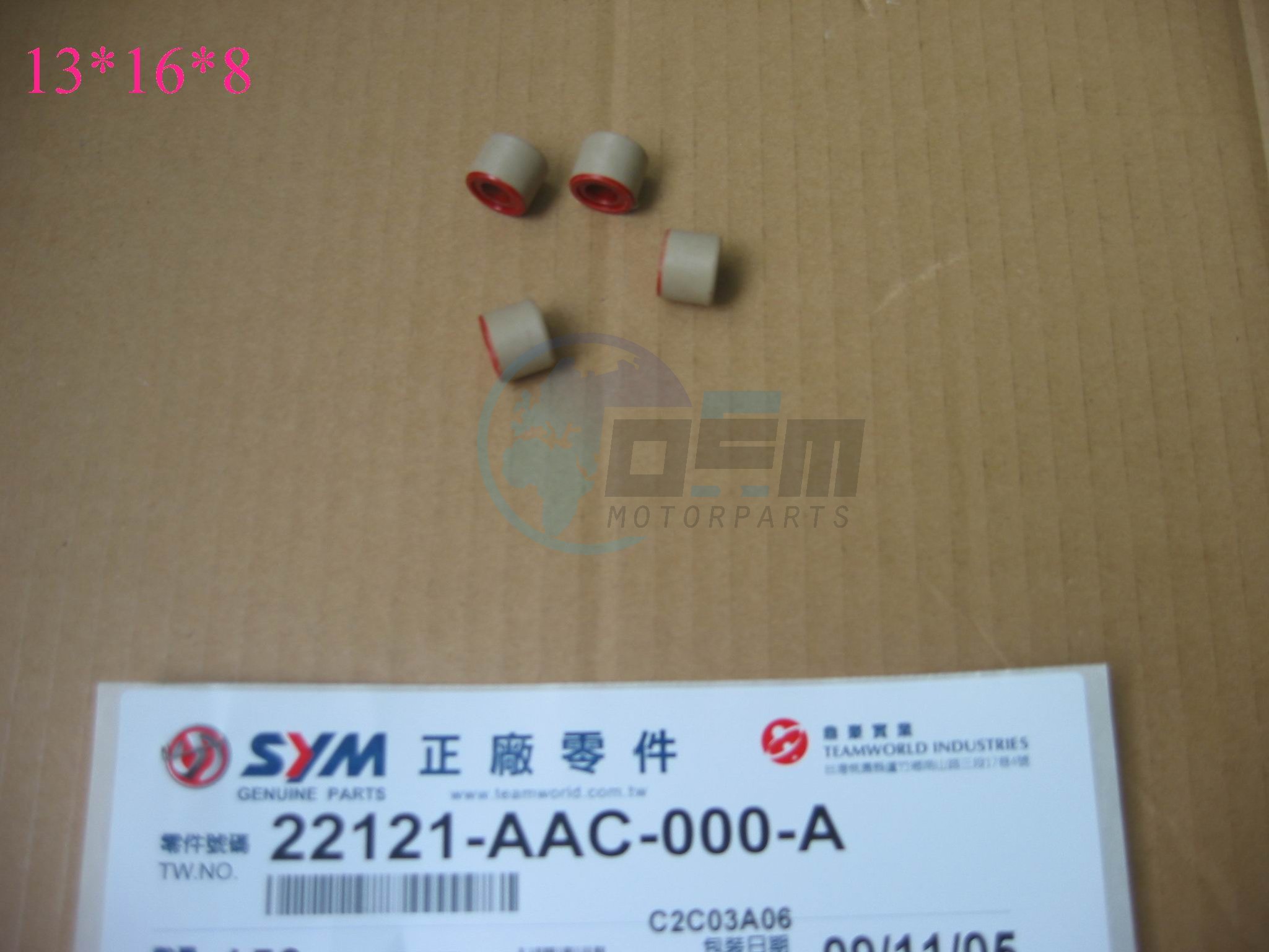 Product image: Sym - 22121-A7R-000-A - SET ROLLEN 11GR  0