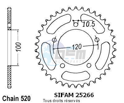 Product image: Sifam - 25266CZ44 - Chain wheel rear Aprilia Pegasso 660   Type 520/Z44  0