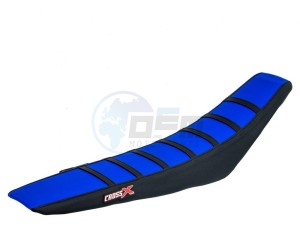Product image: Crossx - M712-3BLBB - Saddle Cover HUSABERG TE 125 250 300 -12 2 STROKE TOP BLUE- SIDE BLACK-STRIPES BLACK (M712-3BLBB) 