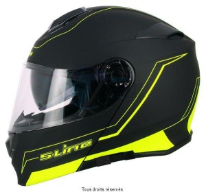 Product image: S-Line - MS81G1706 - Flip up Helmet S550 Black Yellow XXL Dual Face - Graphics Double Visor with Pinlock 