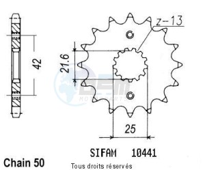 Product image: Sifam - 10441CZ14 - Sprocket Gsf 600 Bandit 95-03 Gpx-F 600 89-97 10441cz   14 teeth   TYPE : 530 