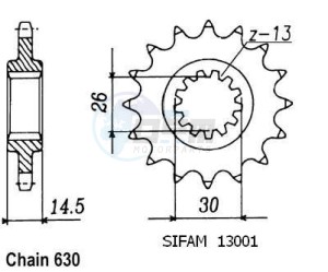Product image: Esjot - 50-30001-15 - Sprocket Honda - 630 - 15 Teeth -  Identical to JTF330 - Made in Germany 