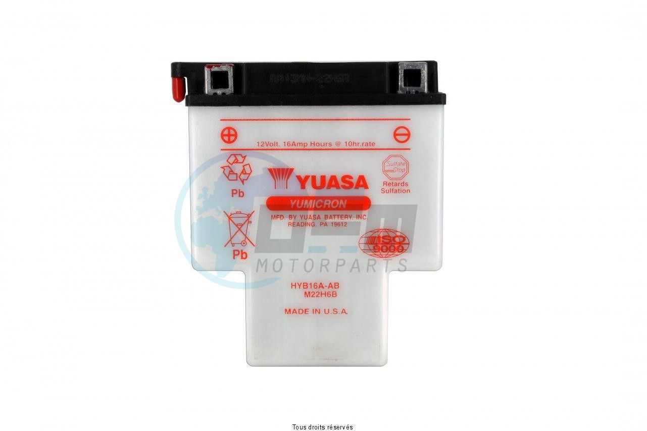 Product image: Yuasa - 812169 - Battery Hyb16a-ab L 151mm  W 91mm  H 182mm 12v 16ah  0