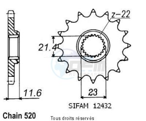 Product image: Sifam - 12432CZ13 - Sprocket Yamaha 250 Ttr 93-04   12432cz   13 teeth   TYPE : 520 