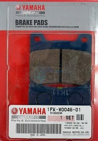 Product image: Yamaha - 1FKW00460100 - BRAKE PAD KIT 2  0