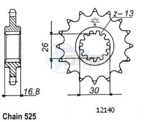 Product image: Esjot - 50-29017-16 - Sprocket Honda - 525 - 16 Teeth -  Identical to JTF1370 - Made in Germany 