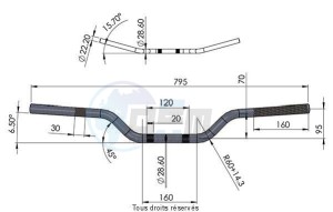 Product image: Sifam - GUIMT39-9 - Handlebar Steel without bar Length 795mm  Height 95mm diam : 28,6mm 