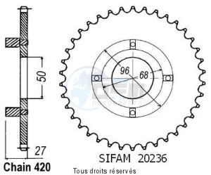 Product image: Sifam - 20236CZ42 - Chain wheel rear St 70 Dax Am/Nm Cy 80 Type 420/Z42 