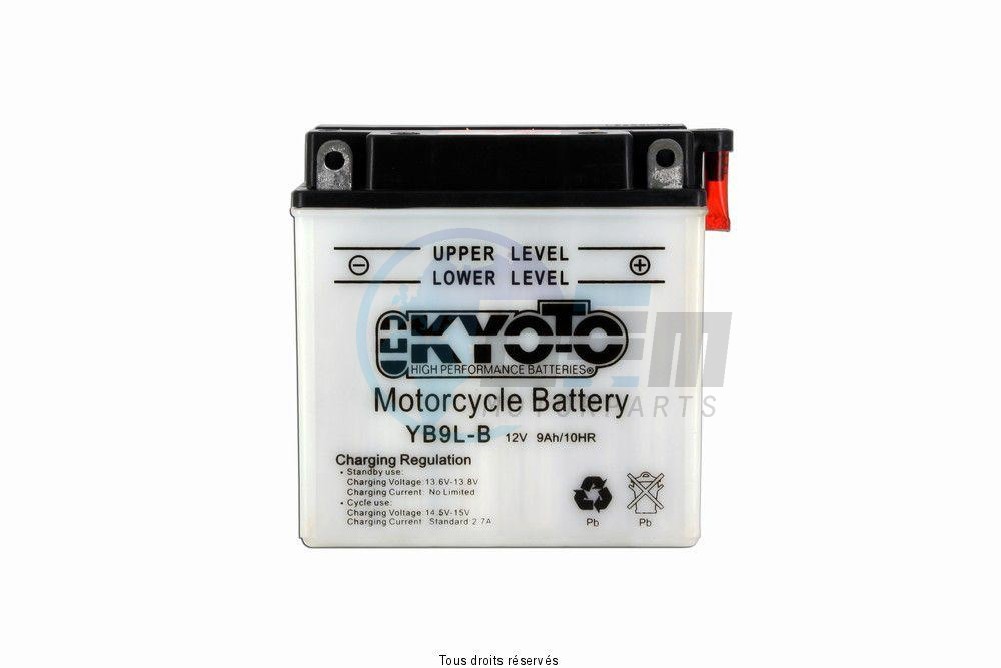 Product image: Kyoto - 712092 - Battery Yb9l-b  = 12N9-3B L 137mm  W 76mm  H 140mm 12v 9ah Acid 0,6l  1