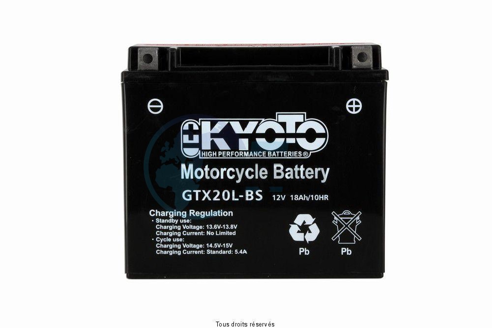 Product image: Kyoto - 712340 - Battery Ytx20l-bs - Ss Entr. Acid L 175mm  W  87mm  H 155mm 12v 18ah Acid 0,93l  0