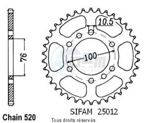 Product image: Sifam - 25012CZ45 - Chain wheel rear Dr 500 S/R 81-86   Type 520/Z45 