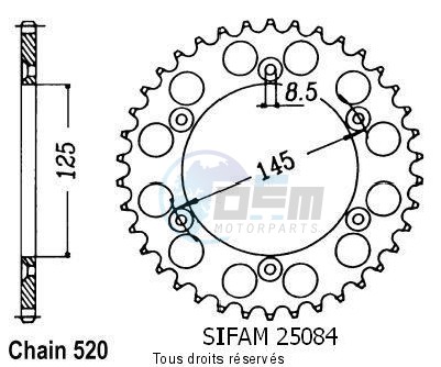 Product image: Sifam - 25084CZ44 - Tandwiel Achter 125 K7/W8 90-95 42  0