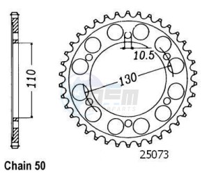 Product image: Esjot - 50-35013-43 - Chainwheel Steel MZ-Yamaha - 530 - 43 Teeth -  Identical to JTR479 - Made in Germany 