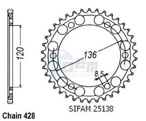 Product image: Esjot - 50-15032-47 - Chainwheel Steel TT - 428 - 47 Teeth - Made in Germany 