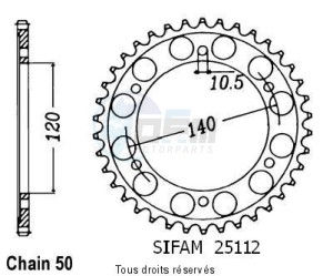 Product image: Sifam - 25112CZ46 - Chain wheel rear Vn 800 95-96 Zxr 750 Stinger 89 Type 530/Z46 