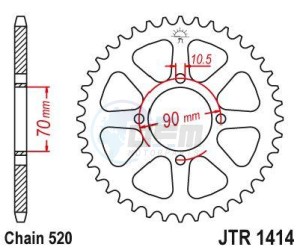 Product image: Esjot - 50-32085-43 - Chainwheel Steel Kawasaki - 520 - 43 Teeth -  Identical to JTR1414 - Made in Germany 