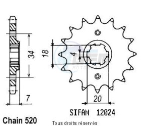 Product image: Sifam - 12024CZ12 - Sprocket Mtx 125 R 83-94   12024cz   12 teeth   TYPE : 520 