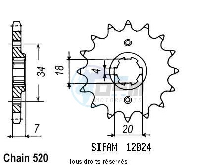 Product image: Sifam - 12024CZ12 - Sprocket Mtx 125 R 83-94   12024cz   12 teeth   TYPE : 520  0
