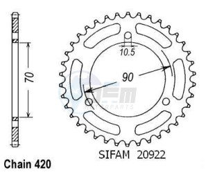 Product image: Esjot - 50-13001-45 - Chainwheel Steel TT Honda - 420 - 45 Teeth - Made in Germany 