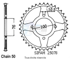 Product image: Sifam - 25078CZ40 - Chain wheel rear Rg 500 Gamma 85-89   Type 530/Z40 