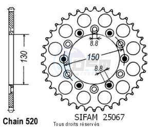 Product image: Sifam - 25067CZ38 - Chain wheel rear Xlr 350 84-87   Type 520/Z38 