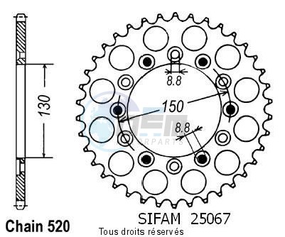 Product image: Sifam - 25067CZ38 - Chain wheel rear Xlr 350 84-87   Type 520/Z38  0