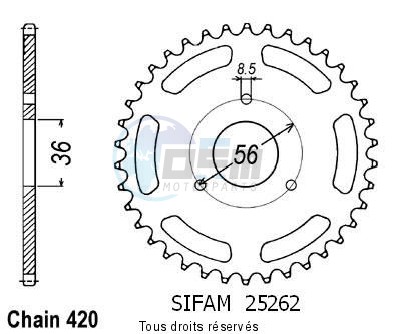 Product image: Sifam - 25262CZ28 - Chain wheel rear Suzuki Jr 50 85-06   Type 420/Z28  0