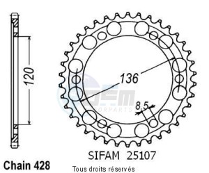 Product image: Sifam - 25107CZ44 - Chain wheel rear Yamaha Fzr 400 Rr 91-95 Type 525/Z44 