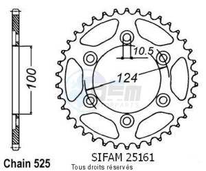 Product image: Sifam - 25161CZ37 - Chain wheel rear Ducati 916 S4 Monster   Type 525/Z37 